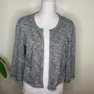 Express cardigan blazer with embellished cuffs